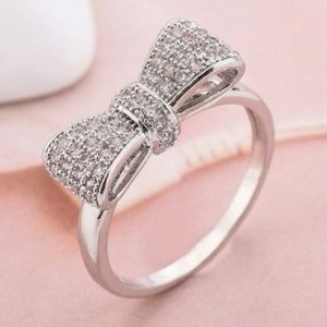 NEW Bowknot Silver White Sapphire Rings